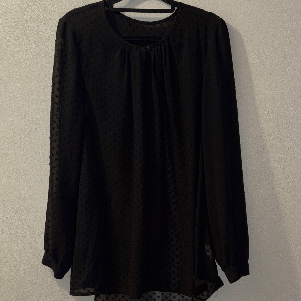 Closet clear out Black Swiss Dot Women’s Long Sleeve Blouse size small